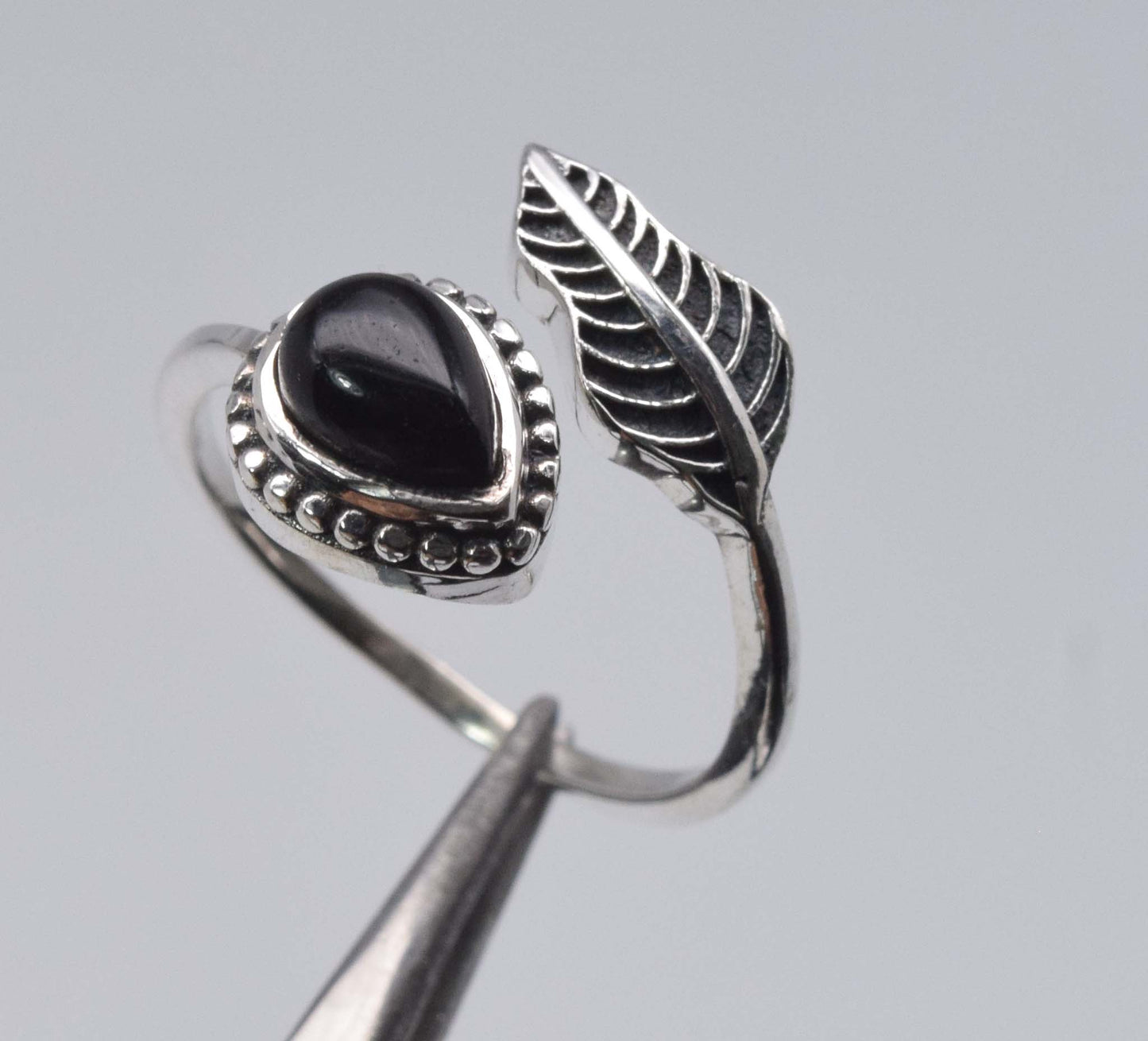 925 Sterling Silver Feather Adjustable  Ring - 3 gram