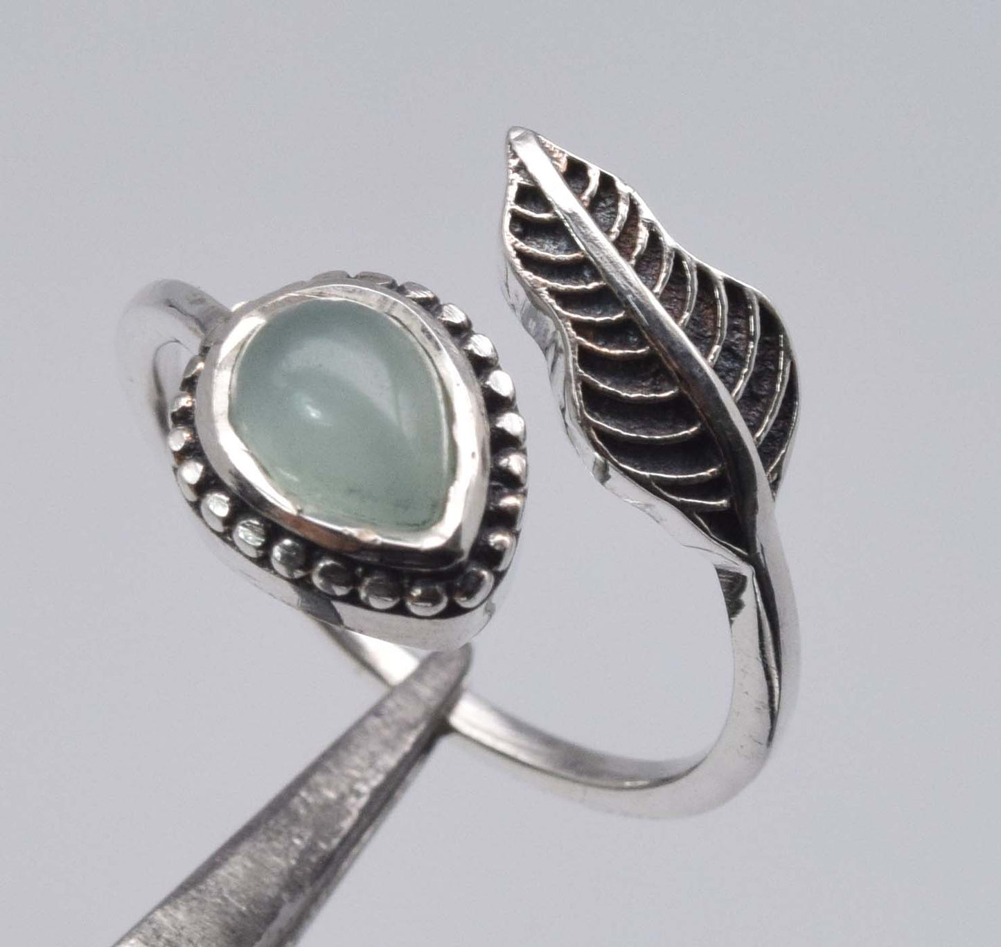 925 Sterling Silver Feather Adjustable  Ring - 3 gram