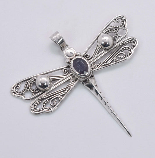 925 Solid Sterling Silver Dragonfly Pendant - 6.1 Grams