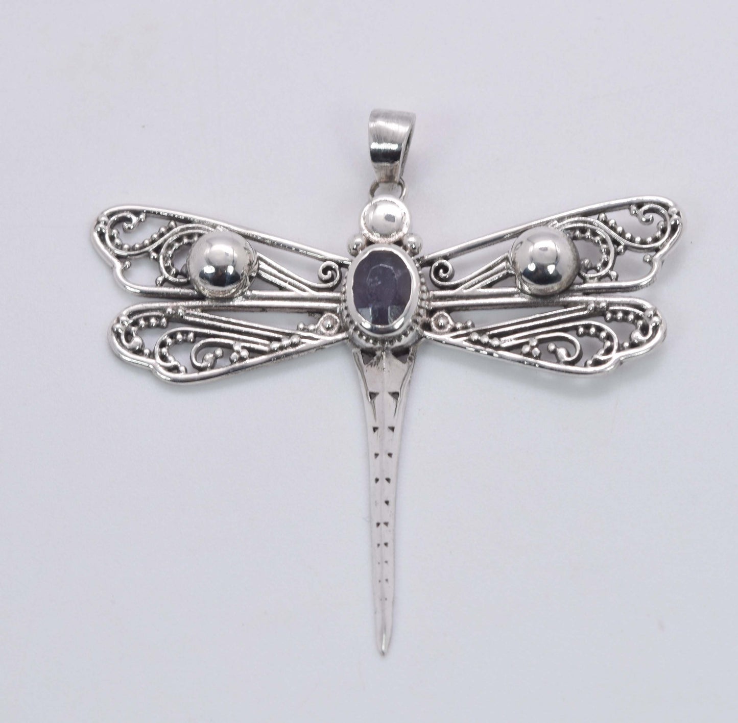 925 Solid Sterling Silver Dragonfly Pendant - 6.1 Grams