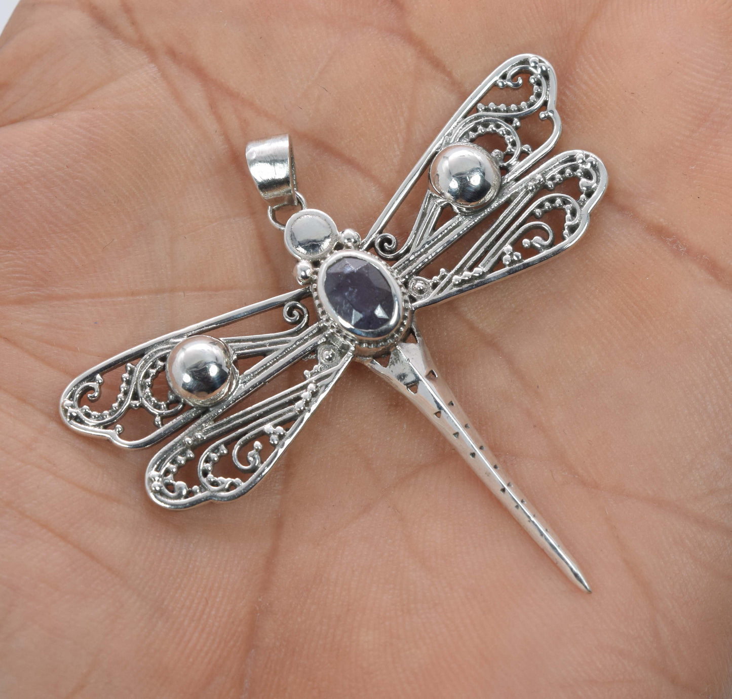 925 Solid Sterling Silver Dragonfly Pendant - 6.1 Grams