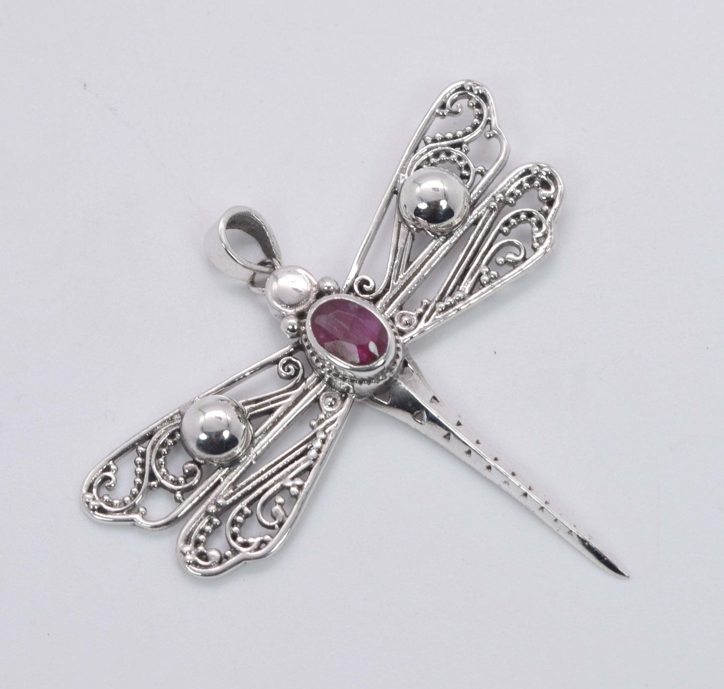 925 Solid Sterling Silver Dragonfly Pendant - 6.1 Grams