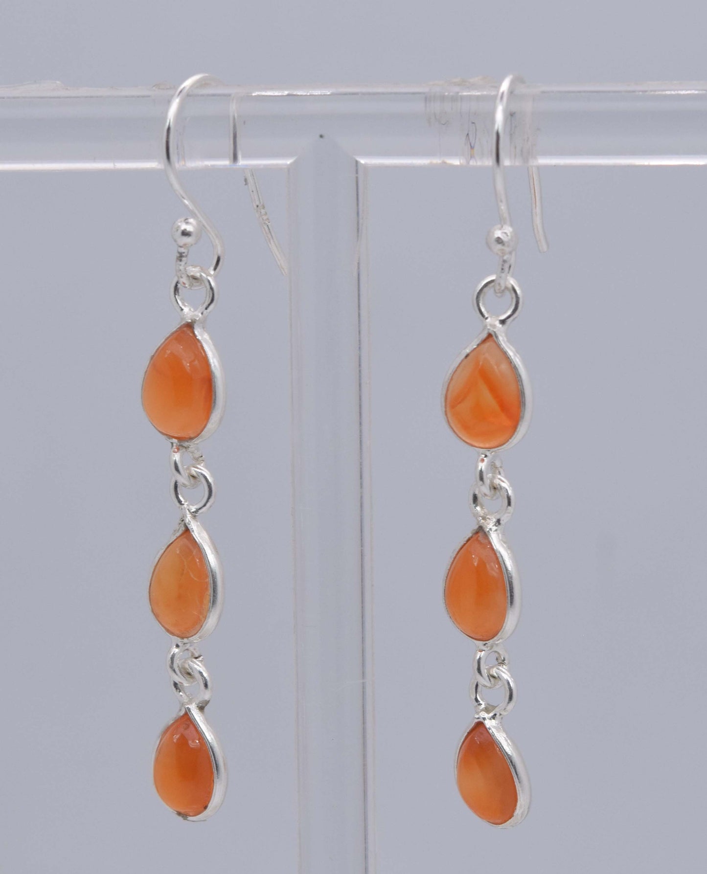 925 Sterling Silver Three Stone Earring - 3.3 Gram