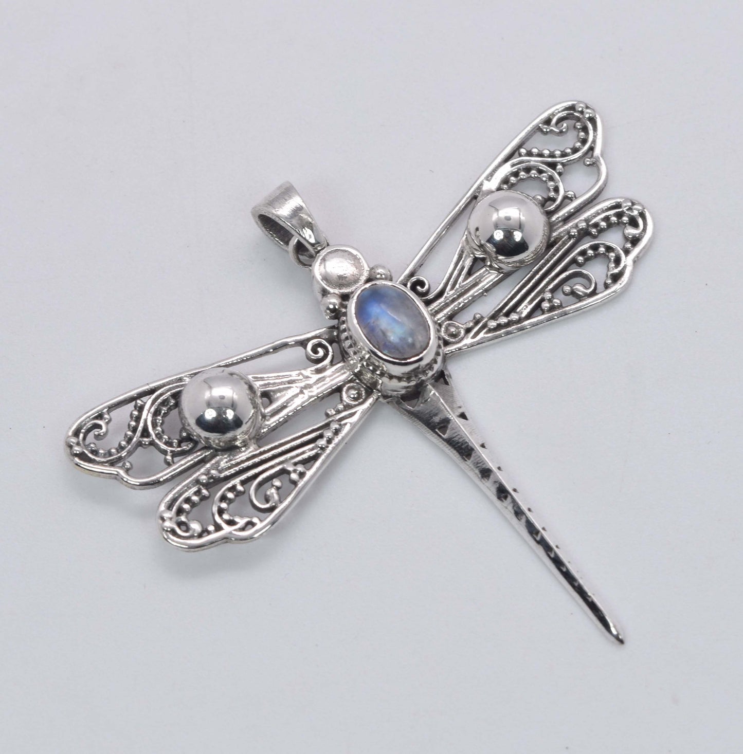 925 Solid Sterling Silver Dragonfly Pendant - 6.1 Grams