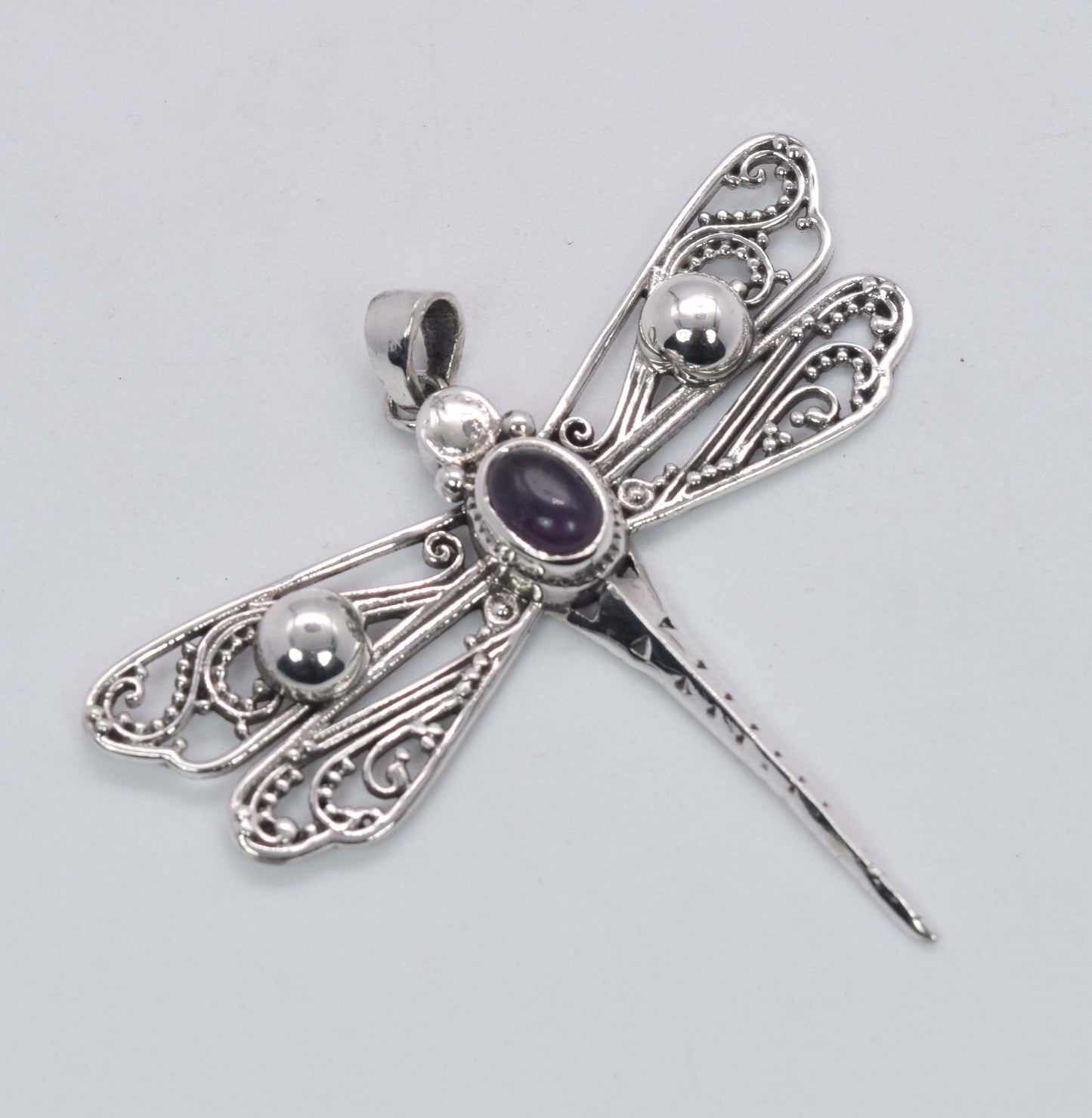 925 Solid Sterling Silver Dragonfly Pendant - 6.1 Grams