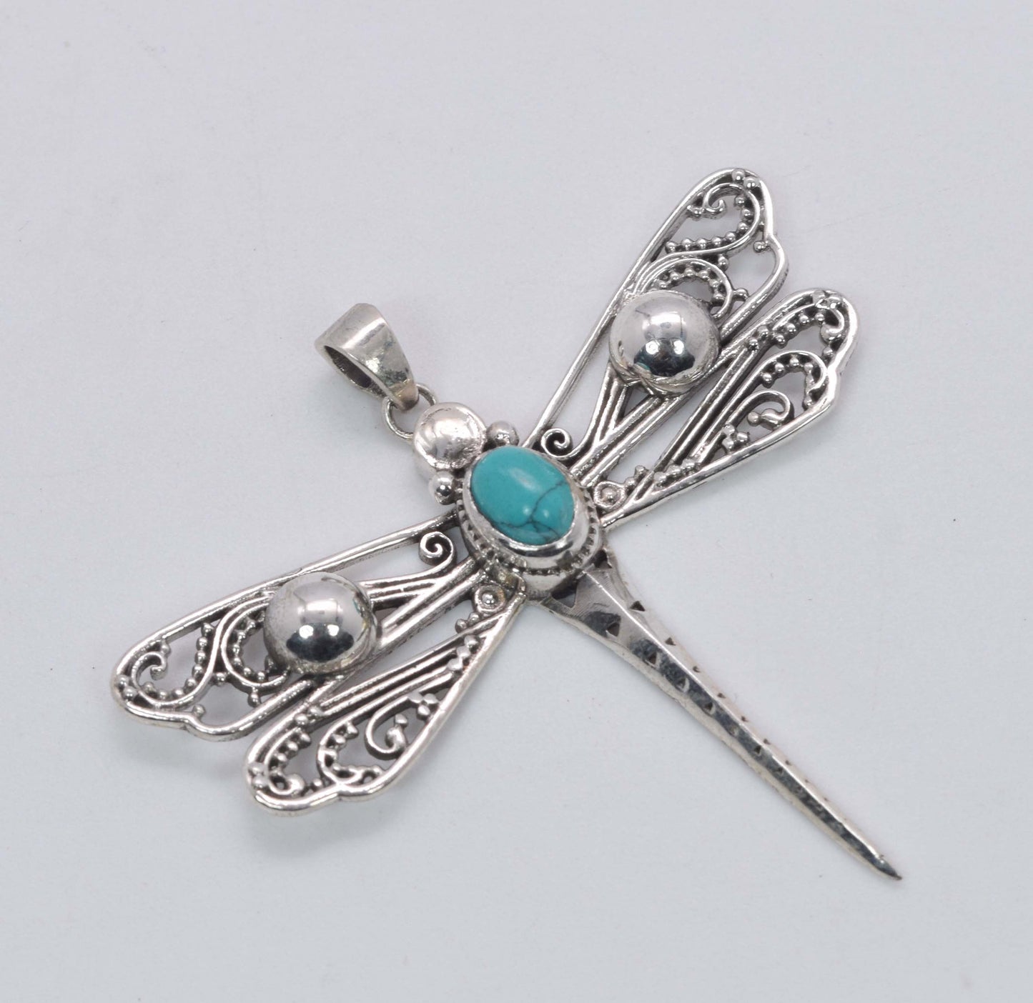 925 Solid Sterling Silver Dragonfly Pendant - 6.1 Grams