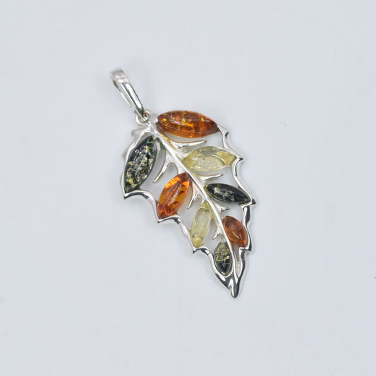 925 Solid Sterling Silver Natural Baltic Amber Pendant 3.5 Gram