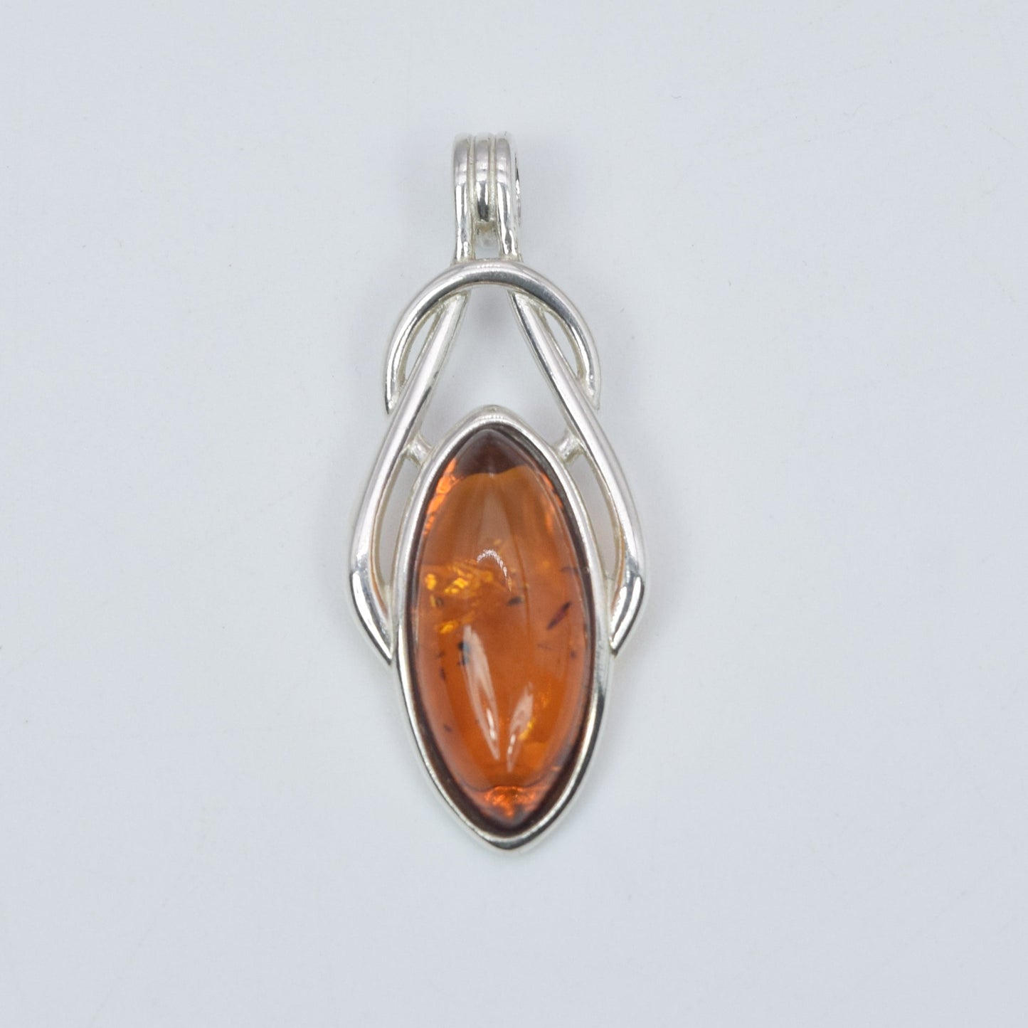 925 Solid Sterling Silver Natural Baltic Amber Pendant 2.5 Gram