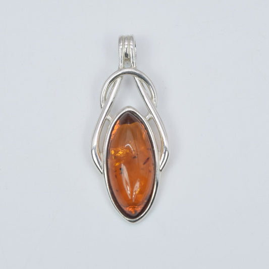 925 Solid Sterling Silver Natural Baltic Amber Pendant 2.5 Gram