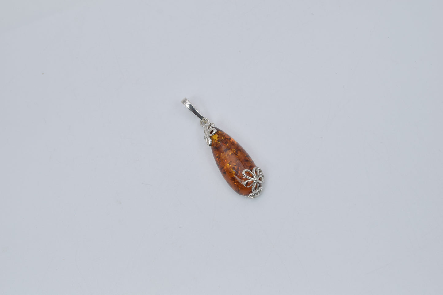 925 Solid Sterling Silver Natural Baltic Amber Pendant 3 Gram