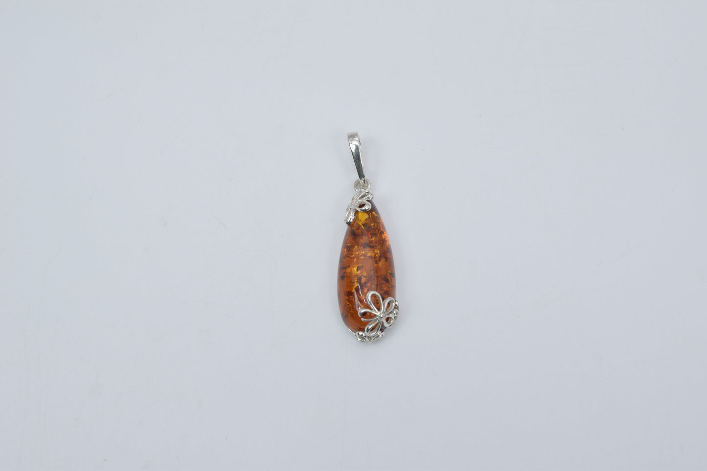 925 Solid Sterling Silver Natural Baltic Amber Pendant 3 Gram