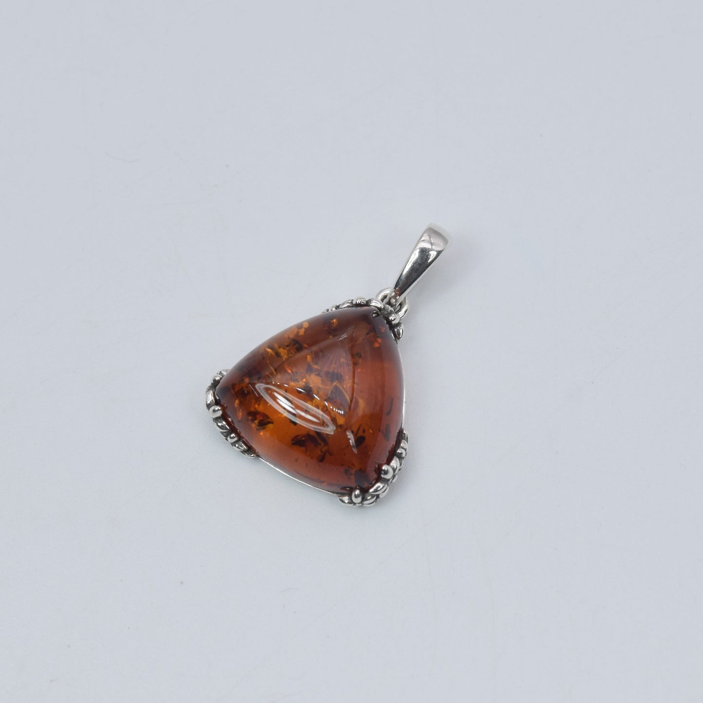925 Solid Sterling Silver Natural Baltic Amber Pendant 2.2 Gram