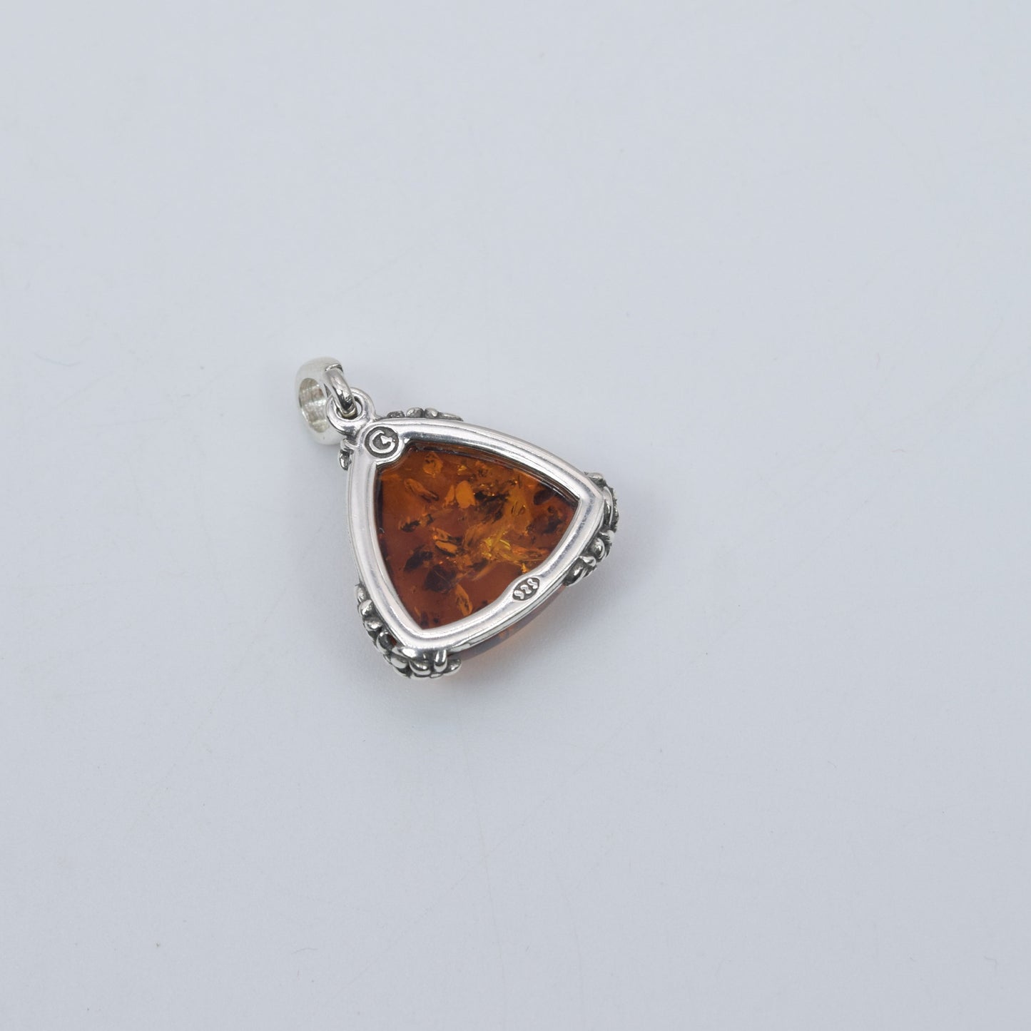 925 Solid Sterling Silver Natural Baltic Amber Pendant 2.2 Gram