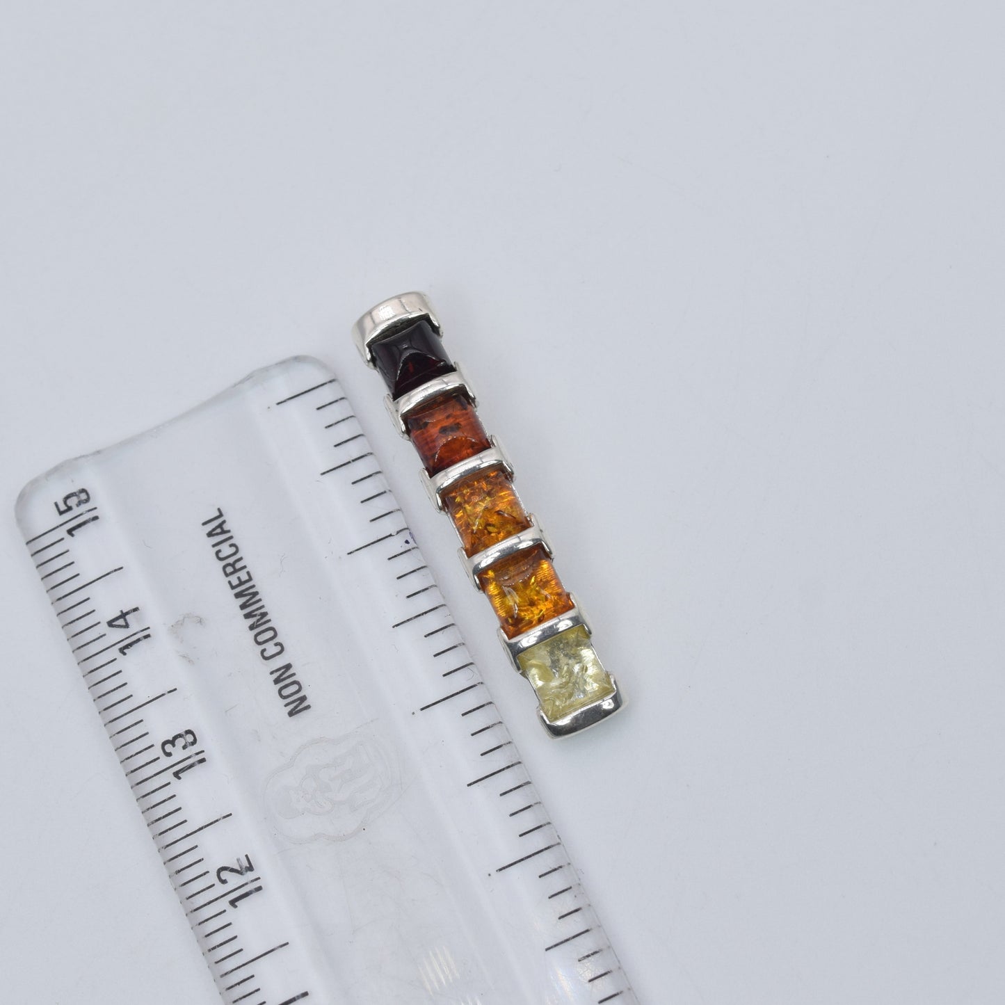 925 Solid Sterling Silver Natural Baltic Amber Pendant 3.4Gram