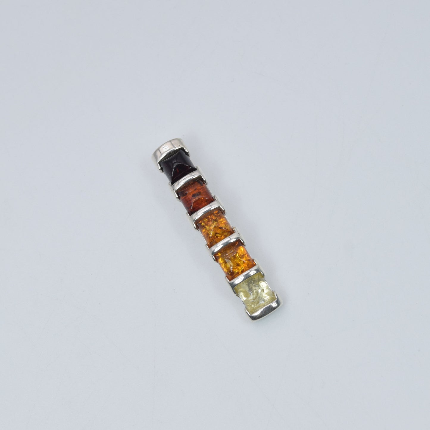 925 Solid Sterling Silver Natural Baltic Amber Pendant 3.4Gram