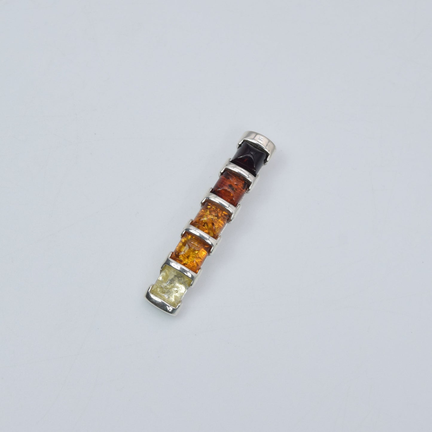 925 Solid Sterling Silver Natural Baltic Amber Pendant 3.4Gram