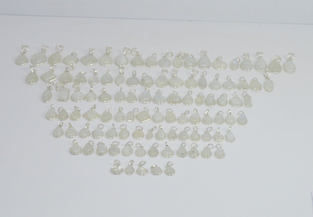 Wholesale 101Pc 925 Solid Sterling Silver Moonstone Pendant Lot GTC003