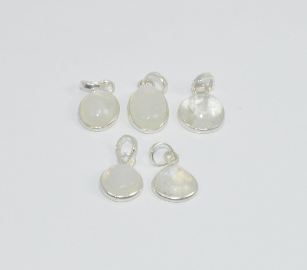 Wholesale 5Pc 925 Solid Sterling Silver Moon Stone Pendant Lot GTC008