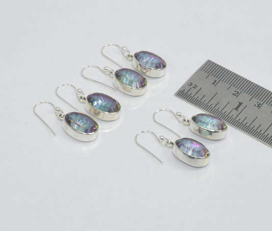 Wholesale 3Pr 925 Solid Sterling Silver Mystic Topaz Earring Lot