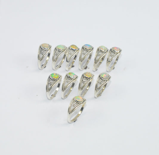 Wholesale11PC925 Solid Sterling Silver NATURAL ETHIOPIAN OPAL RING Lot GTC017