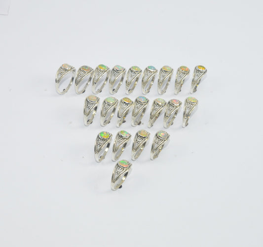 Wholesale21PC925 Solid Sterling Silver NATURAL ETHIOPIAN OPAL RING Lot GTC018