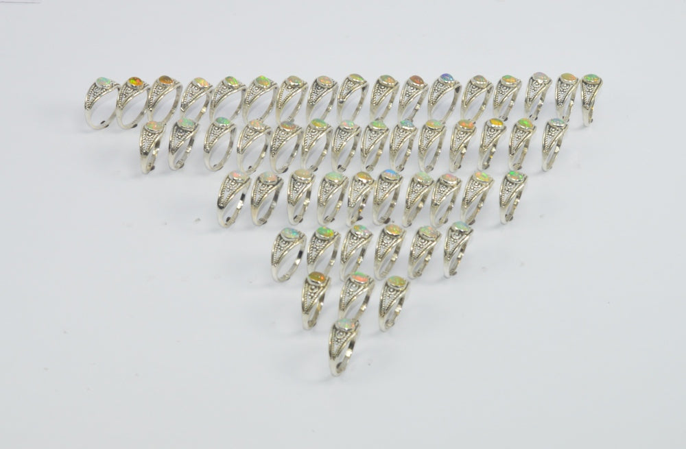 Wholesale51PC925 Solid Sterling Silver NATURAL ETHIOPIAN OPAL RING Lot GTC020
