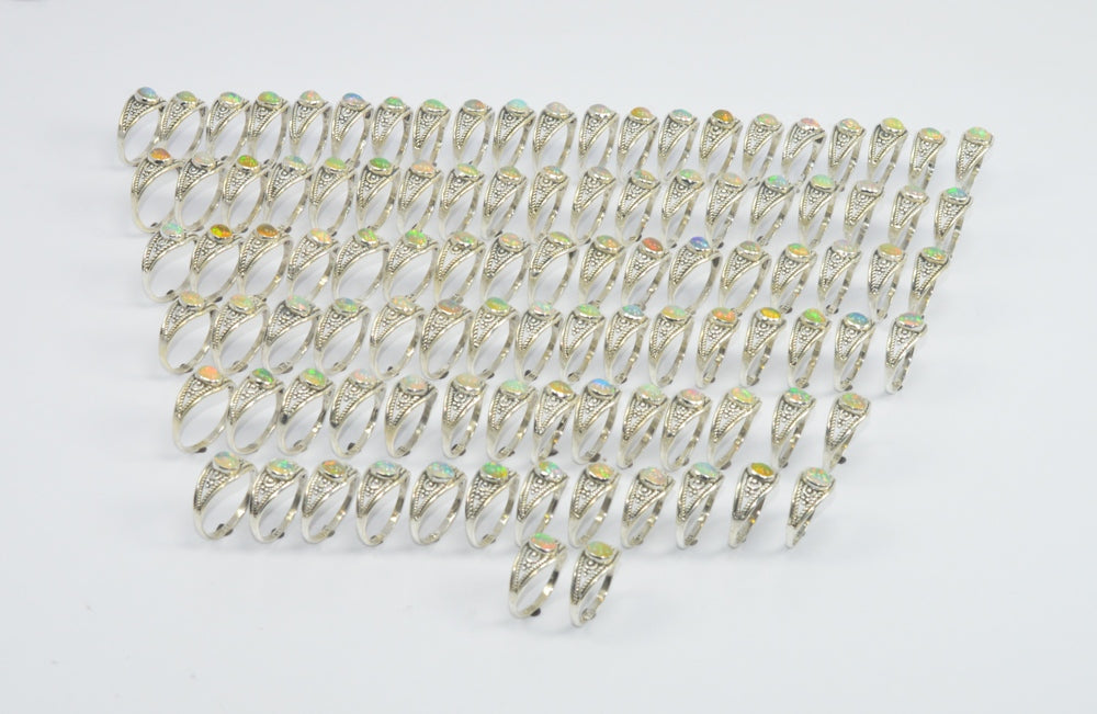 Wholesale101PC925 Solid Sterling Silver NATURAL ETHIOPIAN OPAL RING Lot
