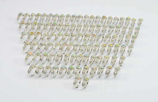 Wholesale101PC925 Solid Sterling Silver NATURAL ETHIOPIAN OPAL RING Lot
