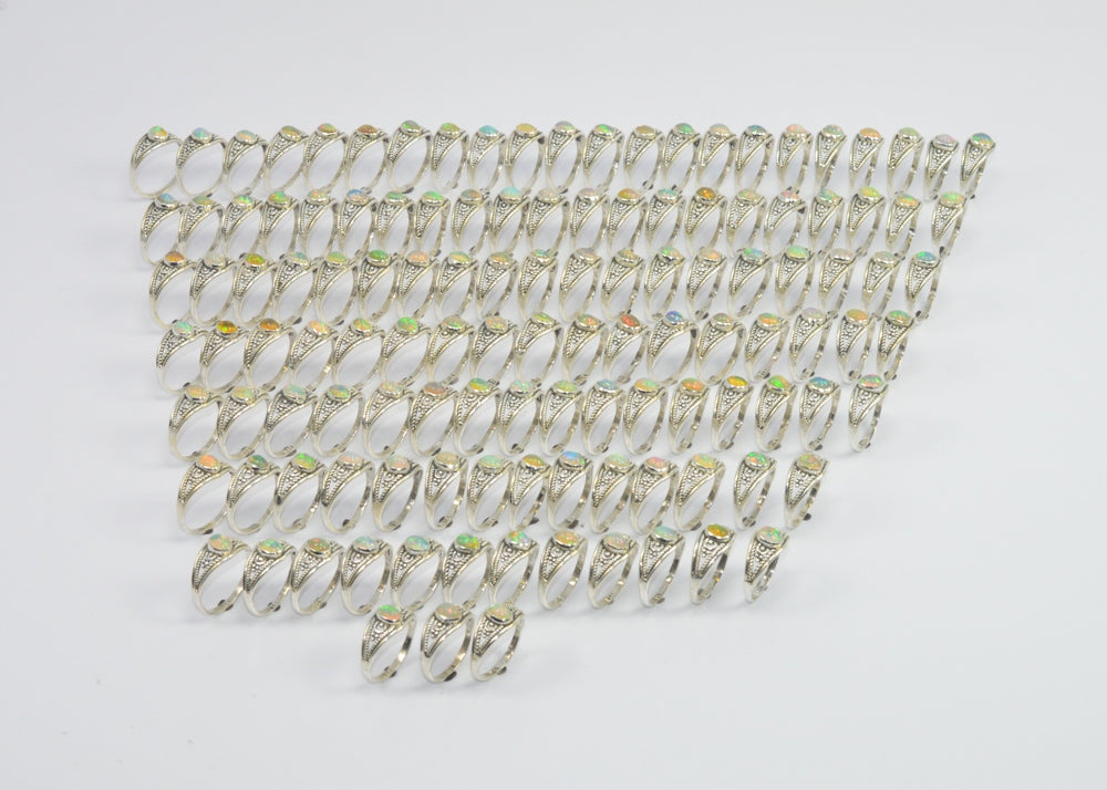 Wholesale124PC925 Solid Sterling Silver NATURAL ETHIOPIAN OPAL RING Lot