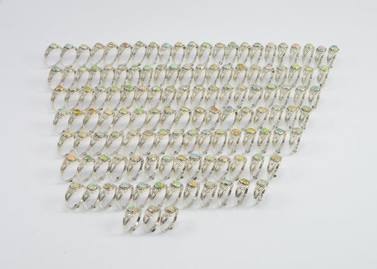 Wholesale124PC925 Solid Sterling Silver NATURAL ETHIOPIAN OPAL RING Lot