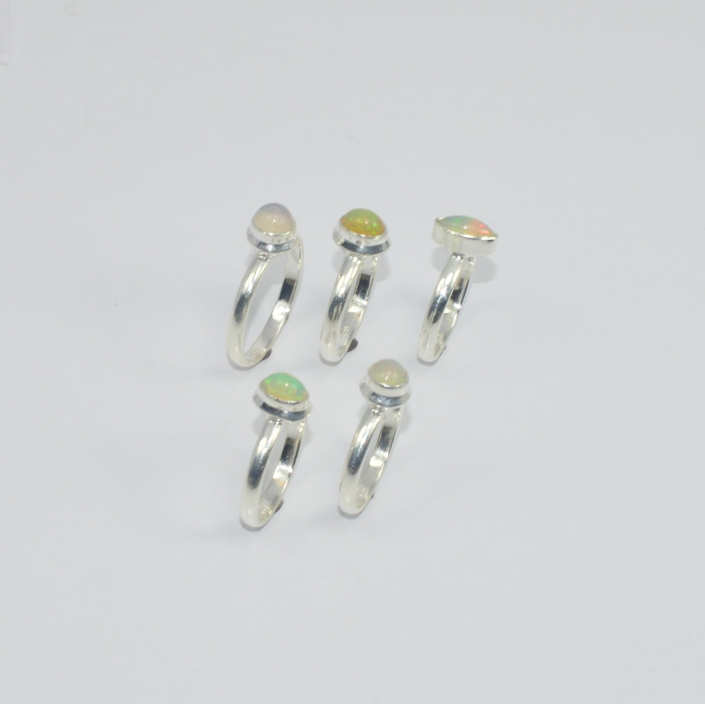 Wholesale5PC925 Solid Sterling Silver NATURAL ETHIOPIAN OPAL RING Lot GTC024