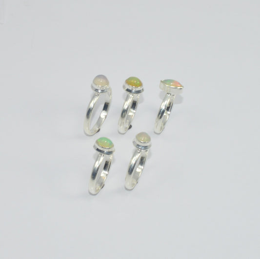 Wholesale5PC925 Solid Sterling Silver NATURAL ETHIOPIAN OPAL RING Lot GTC024