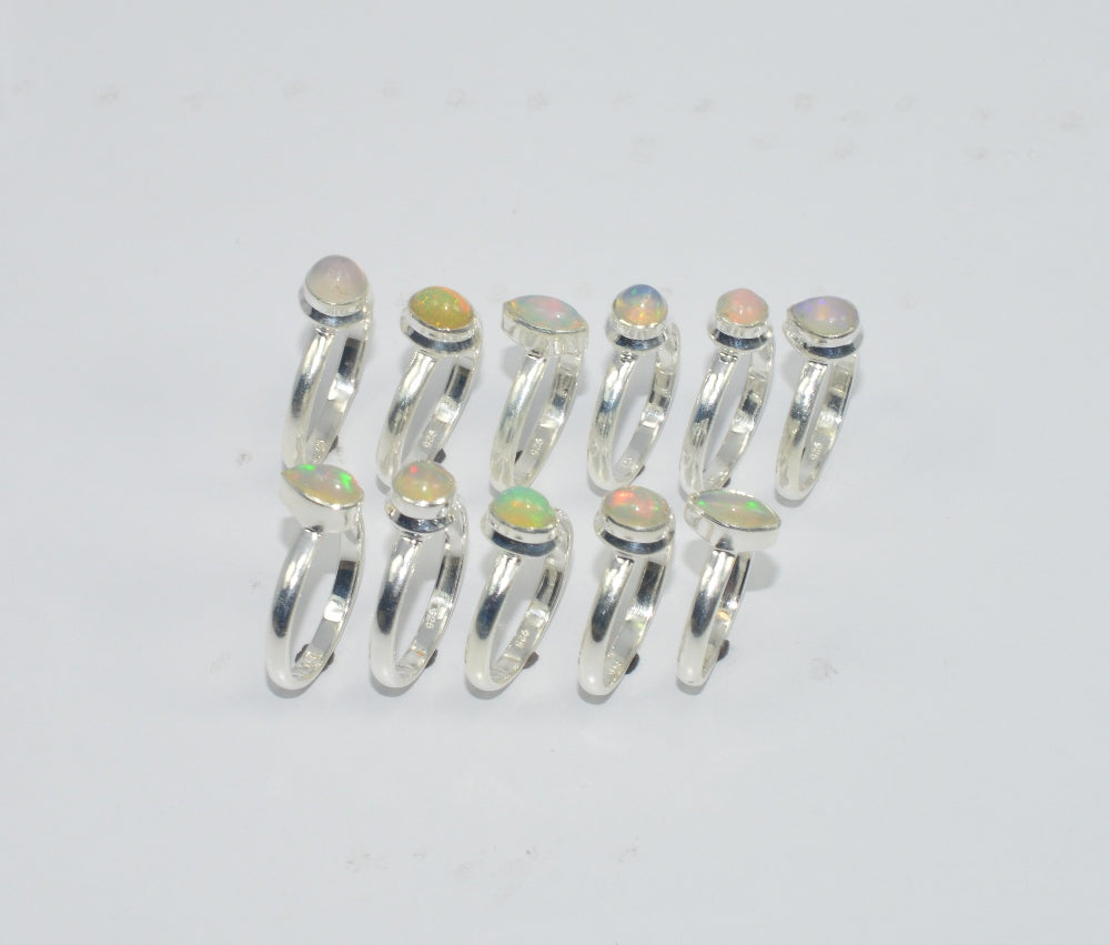 Wholesale11PC925 Solid Sterling Silver NATURAL ETHIOPIAN OPAL RING Lot GTC025
