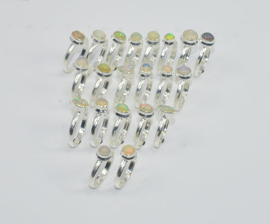 Wholesale21PC925 Solid Sterling Silver NATURAL ETHIOPIAN OPAL RING Lot GTC026