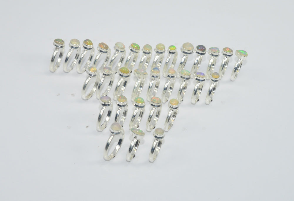 Wholesale31PC925 Solid Sterling Silver NATURAL ETHIOPIAN OPAL RING Lot GTC027