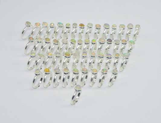 Wholesale51PC925 Solid Sterling Silver NATURAL ETHIOPIAN OPAL RING Lot GTC028
