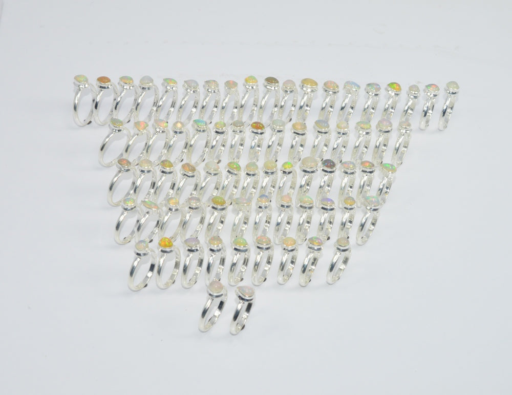 Wholesale71PC925 Solid Sterling Silver NATURAL ETHIOPIAN OPAL RING Lot GTC029