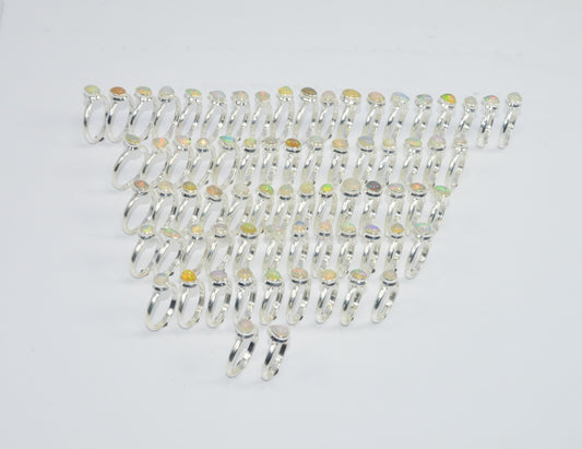 Wholesale71PC925 Solid Sterling Silver NATURAL ETHIOPIAN OPAL RING Lot GTC029