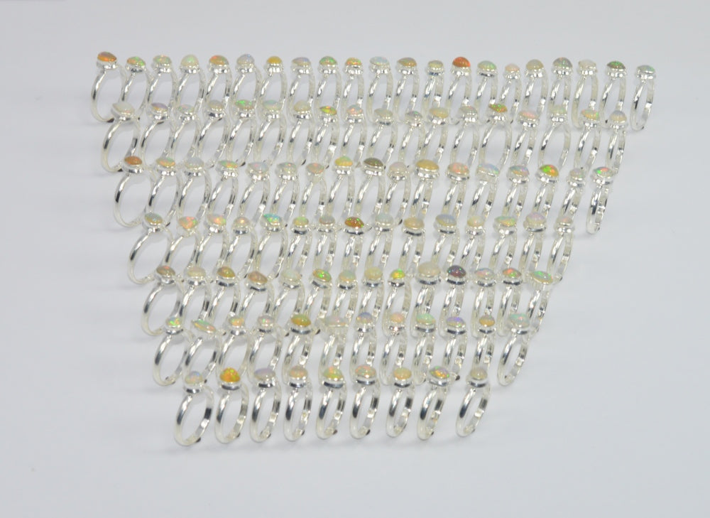 Wholesale106PC925 Solid Sterling Silver NATURAL ETHIOPIAN OPAL RING Lot