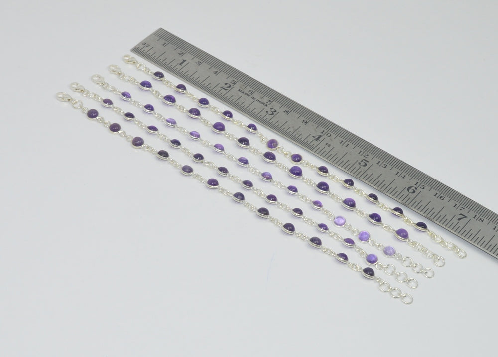 Wholesale5PC 925SolidSterlingSilverPURPLE AMETHYST MULTI GEM BRACELET Lot
