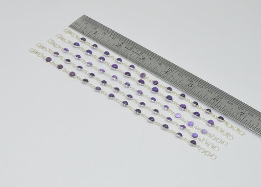 Wholesale5PC 925SolidSterlingSilverPURPLE AMETHYST MULTI GEM BRACELET Lot