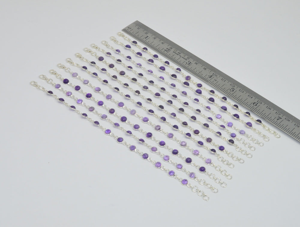 Wholesale11PC925SolidSterlingSilverPURPLE AMETHYST MULTI GEM BRACELET Lot
