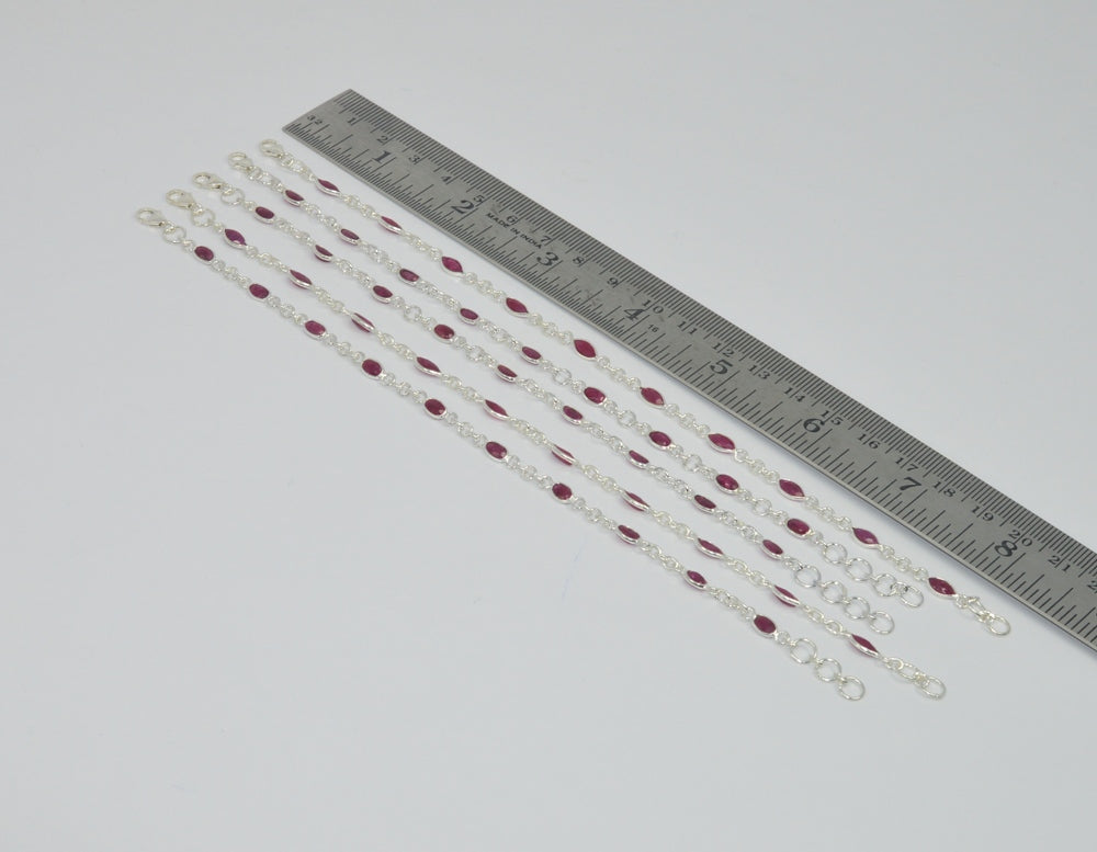 Wholesale 5PC 925 Sterling Cut Simulated Ruby Mix BRACELET Lot