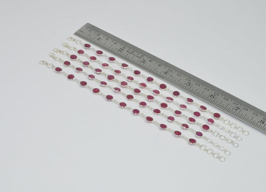 Wholesale 5PC 925 Sterling Cut Simulated Ruby MIX BRACELET Lot
