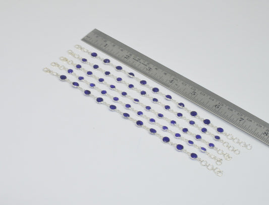Wholesale 5PC 925 Solid Sterling Silver Blue Simulated Sapphire Bracelet Lot