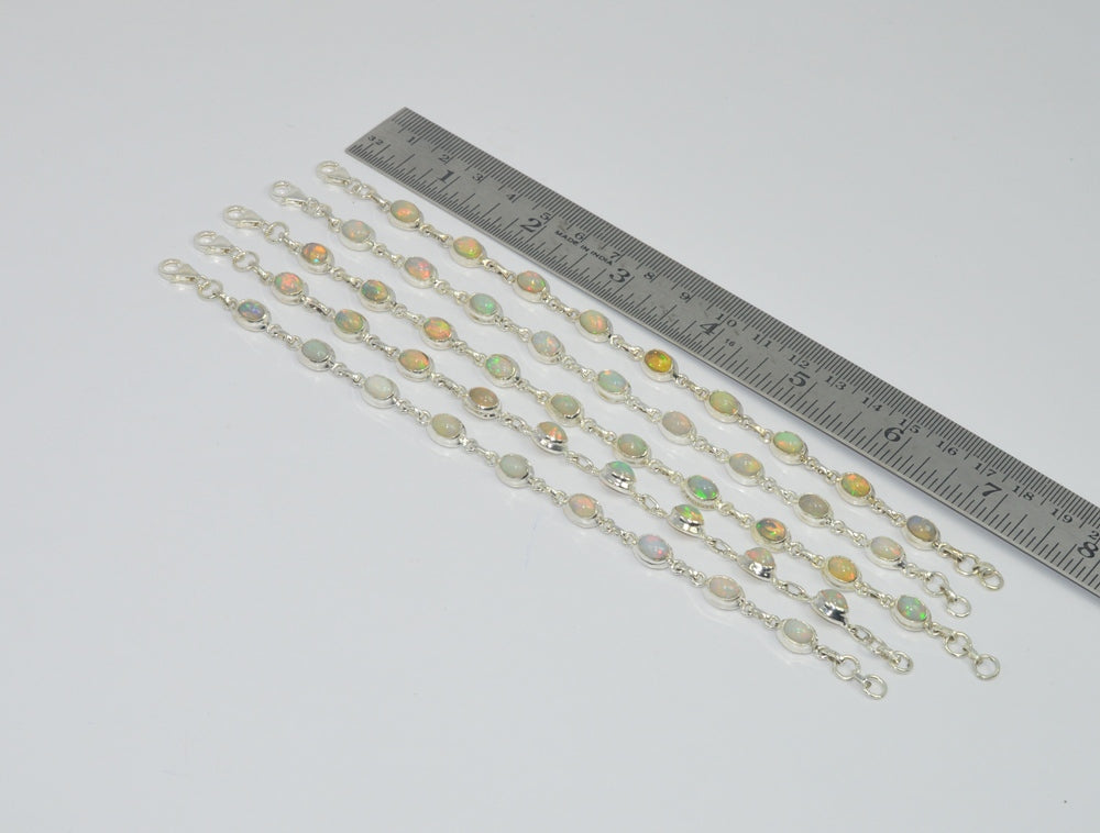 Wholesale5PC 925SolidSterlingSilver NATURAL ETHIOPIAN OPAL BRACELET LotGTC076