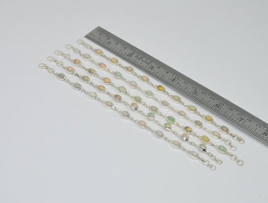 Wholesale5PC 925SolidSterlingSilver NATURAL ETHIOPIAN OPAL BRACELET LotGTC076