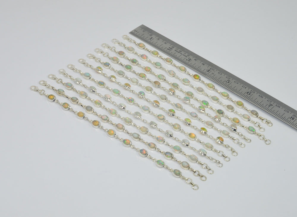 Wholesale11PC 925SolidSterlingSilver NATURAL ETHIOPIAN OPAL BRACELET Lot
