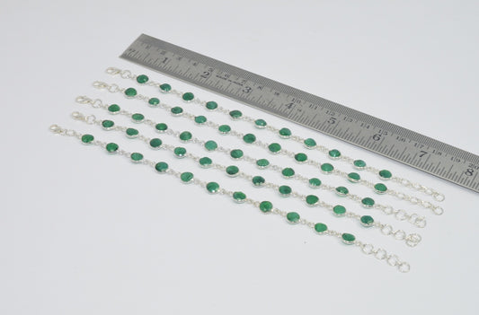 Wholesale 5PC 925 Sterling Silver Cut Green Simulated Emerald Bracelet Lot