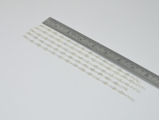 Wholesale5PC 925 SolidSterlingSilver RAINBOW MOONSTONE BRACELET LotGTC080